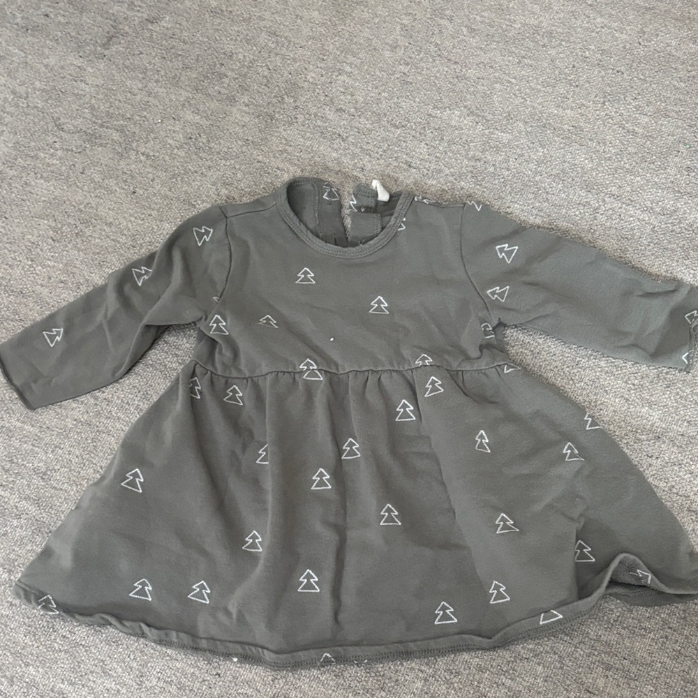 Quincy Mae Charcoal Dress with Tree Design